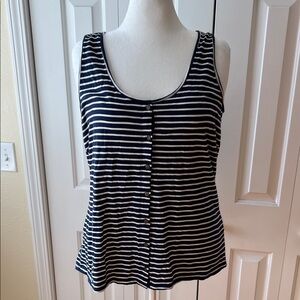 Old Navy Striped Navy & White Button-Front Tank Top